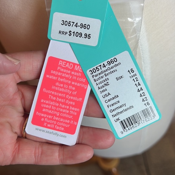 NWT - Seafolly Women's Bustier Bandeau Bikini Top - Paradise Garden Avocado - 12 - Picture 7 of 14